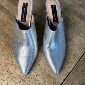 Steven By Steve Madden Silver Mules
